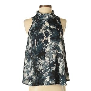 Eight Sixty Sleeveless Navy Blue Printed Blouse